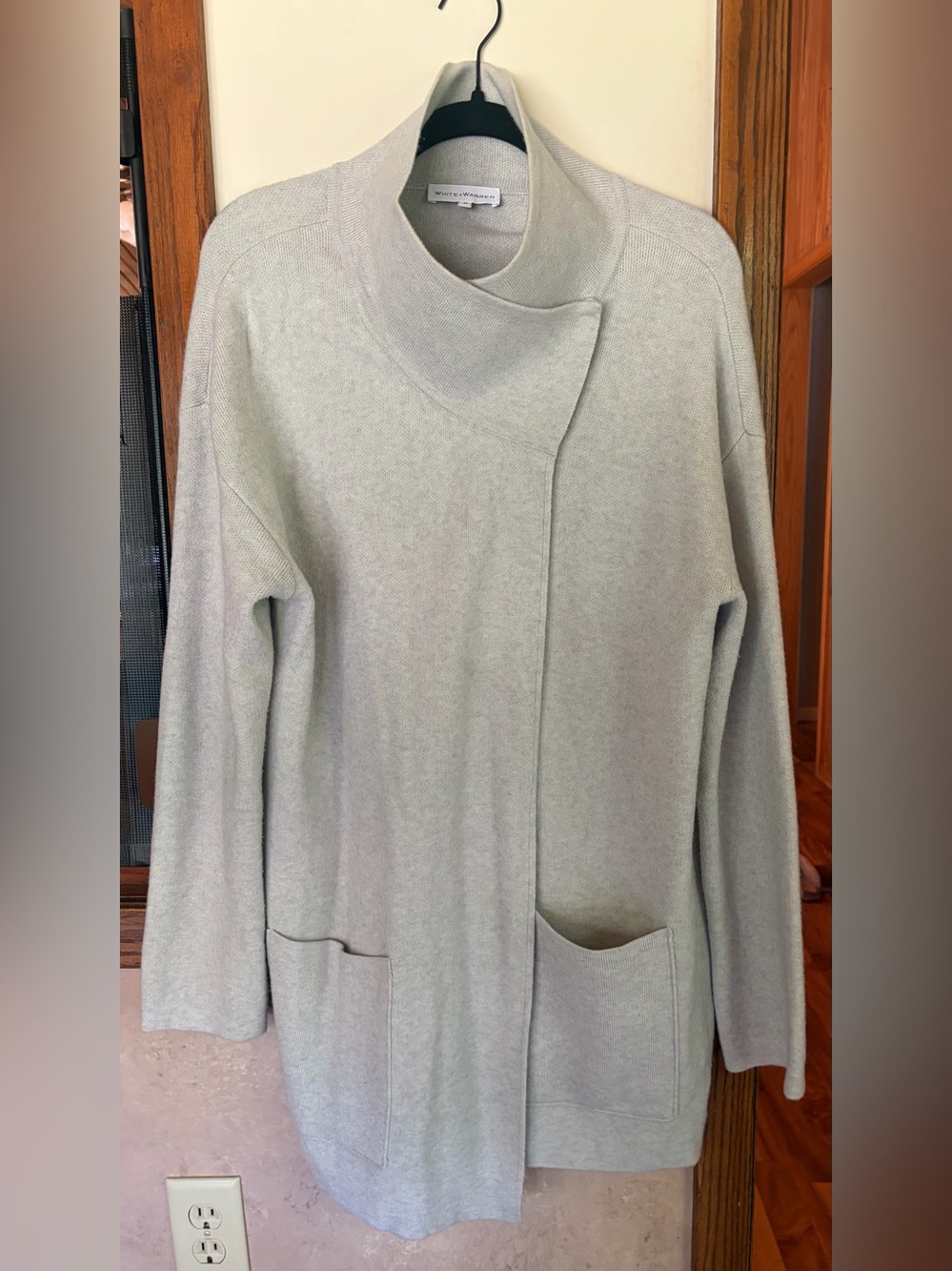 White + Warren Funnel Neck Wrap Cardigan